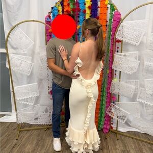 Elegant Backless Cream Dress